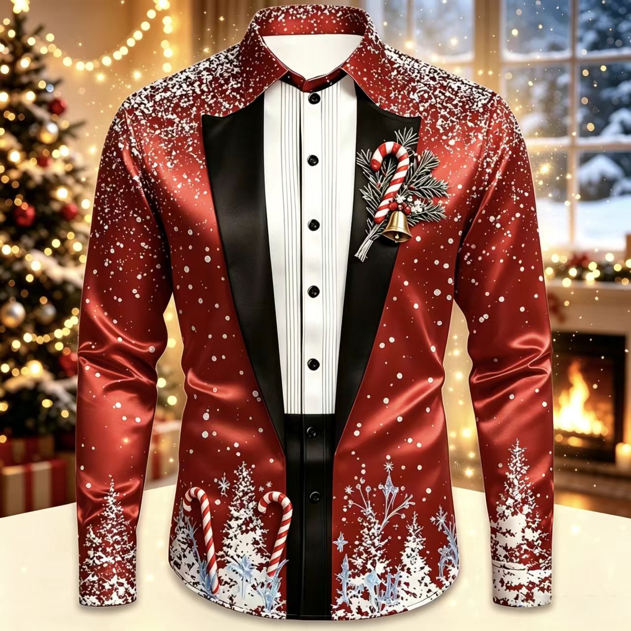 Men Christmas Satin Long Sleev - Mens Satin Silk Dress Shirt 评论和价格