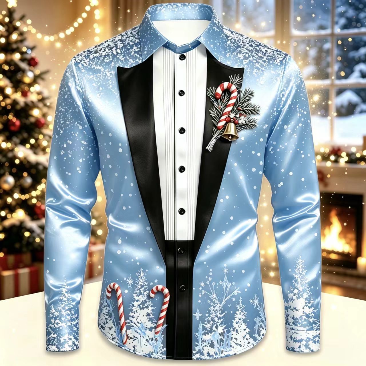 Men Christmas Satin Long Sleev - Mens Satin Silk Dress Shirt 评论和价格